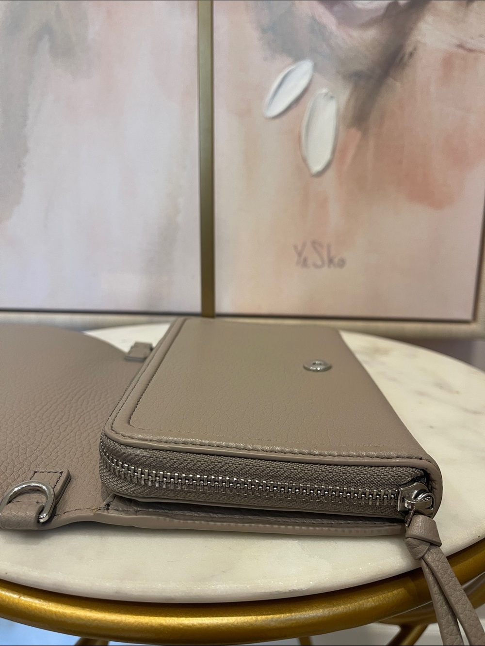 Tory Burch Taupe Pebbled Leather Crossbody - Picture 6 of 7